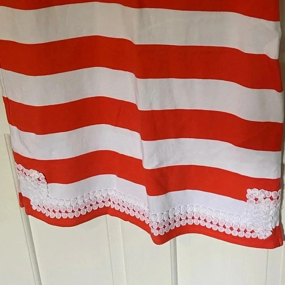 Crown & Ivy orange & white striped mini dress size petite medium - Picture 5 of 6